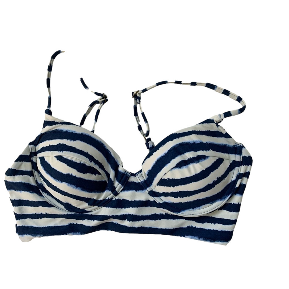 NWT Tori Praver Striped Underwire Blue Bikini Top Large NWT MSRP $120